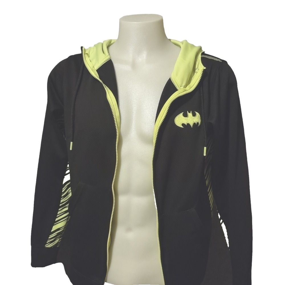 Batman DC Comics Jacket Small Men's S-15 Logo Adult Full Zip Hooded Coat Black @
